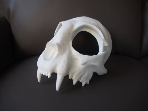Cat Skull Mask - Half - Unpainted Blank